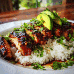 BBQ Grilled Chicken and Rice Bowl with Avocado