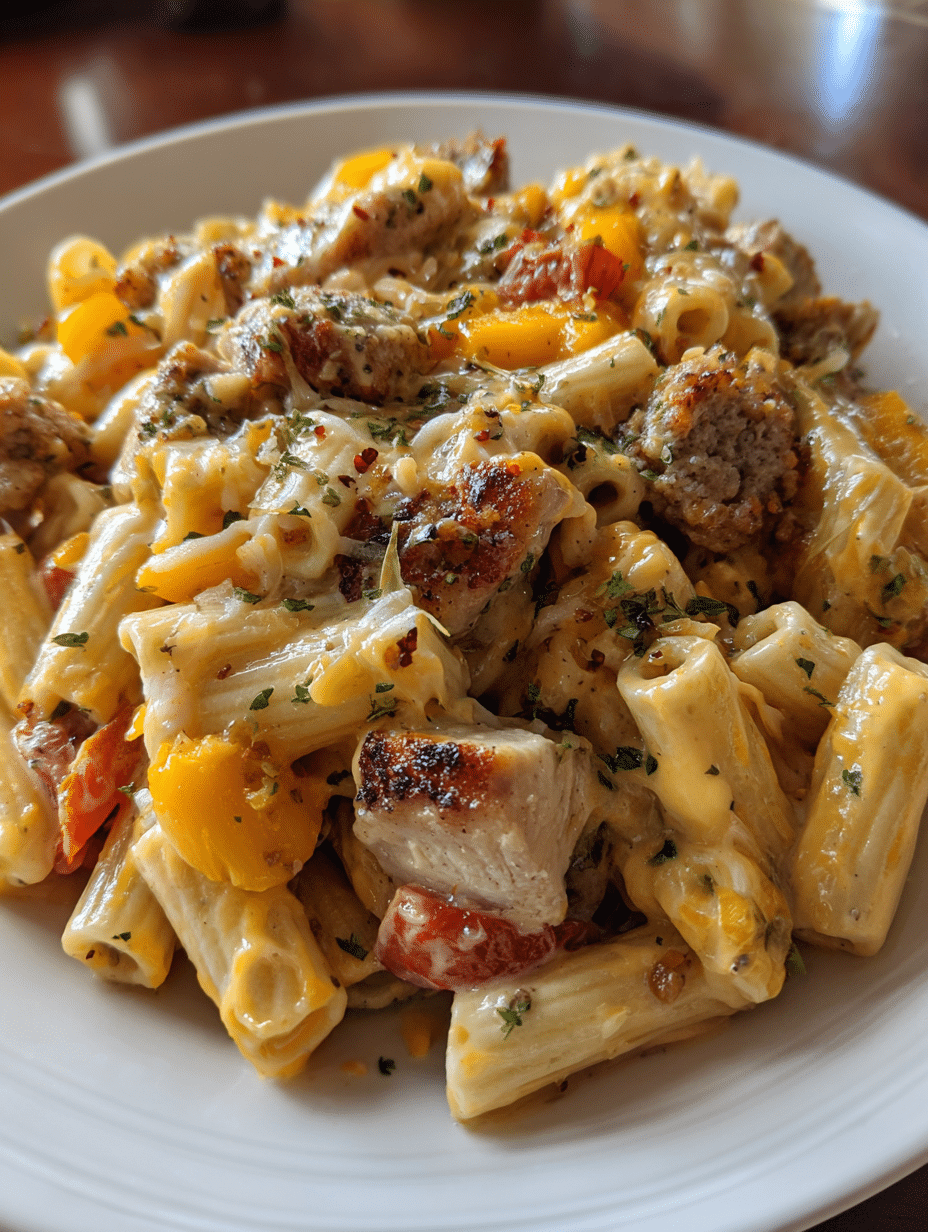 One-Pot Smoky Cheddar Ranch Chicken & Sausage Pasta – The Ultimate Comfort Food Delight