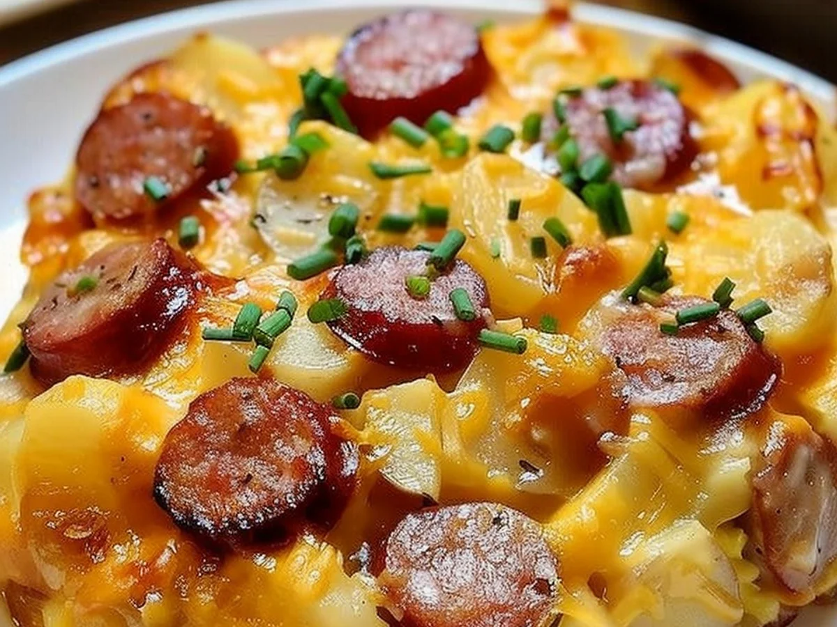 Kielbasa Sausage Cheesy Potato Casserole That Delights!