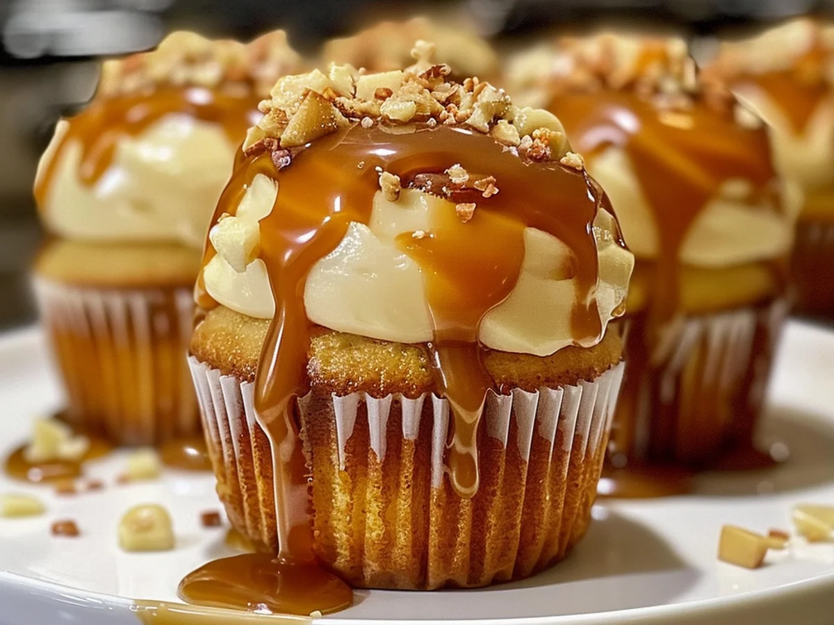 Gooey Salted Caramel Cream Cheese Cupcakes You’ll Love!