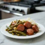 crockpot kielbasa and green beans featured