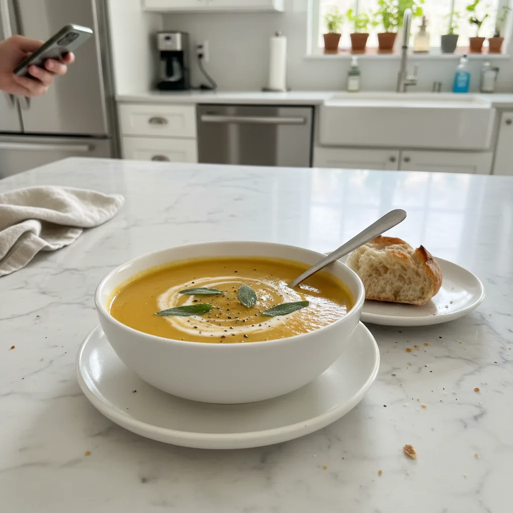Acorn Squash Soup with Sage and Cream: Rich & Velvety