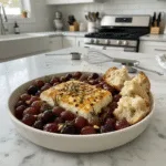 Tangy Baked Feta with Roasted Grapes, Hot Honey & Rosemary 6 baked feta with roasted grapes hot honey rosemary featured
