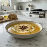 Creamy Butternut Squash Soup with Kefir Swirl & Chili Seeds 6 creamy butternut squash soup with kefir swirl chil featured