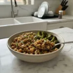 crispy quinoa chickpea bowls with roasted broccoli featured