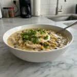 easy creamy crockpot white chicken chili recipe featured