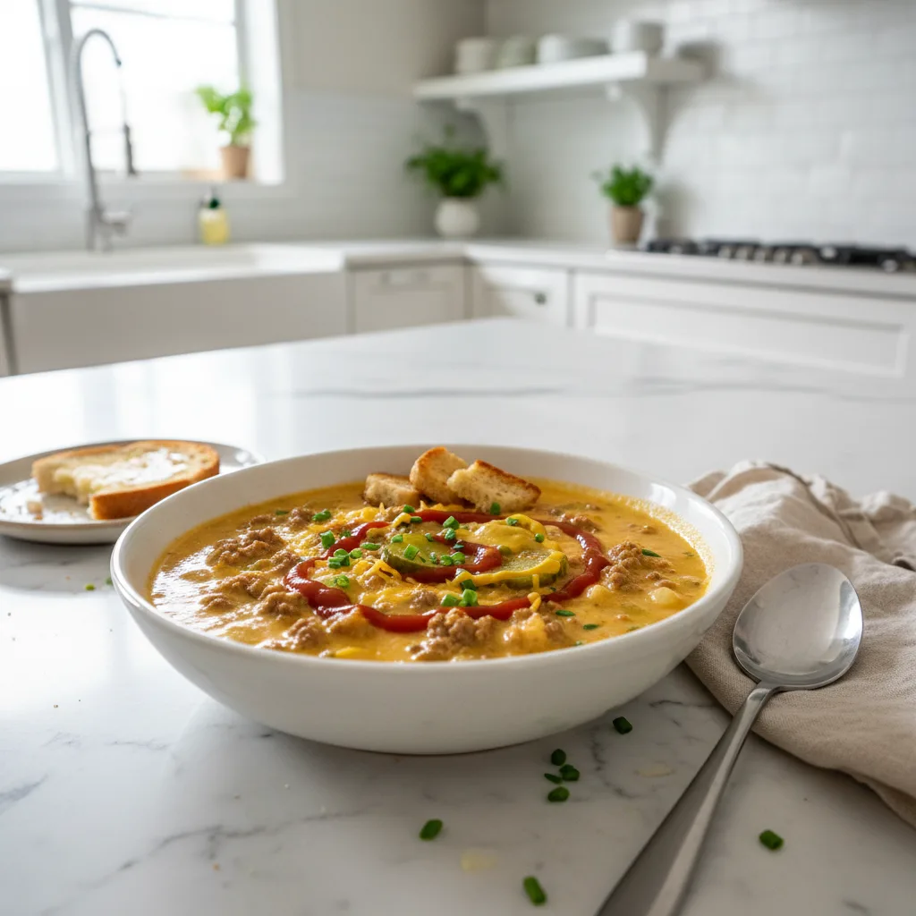 Easy Crockpot Cheeseburger Soup Recipe for Cozy Nights