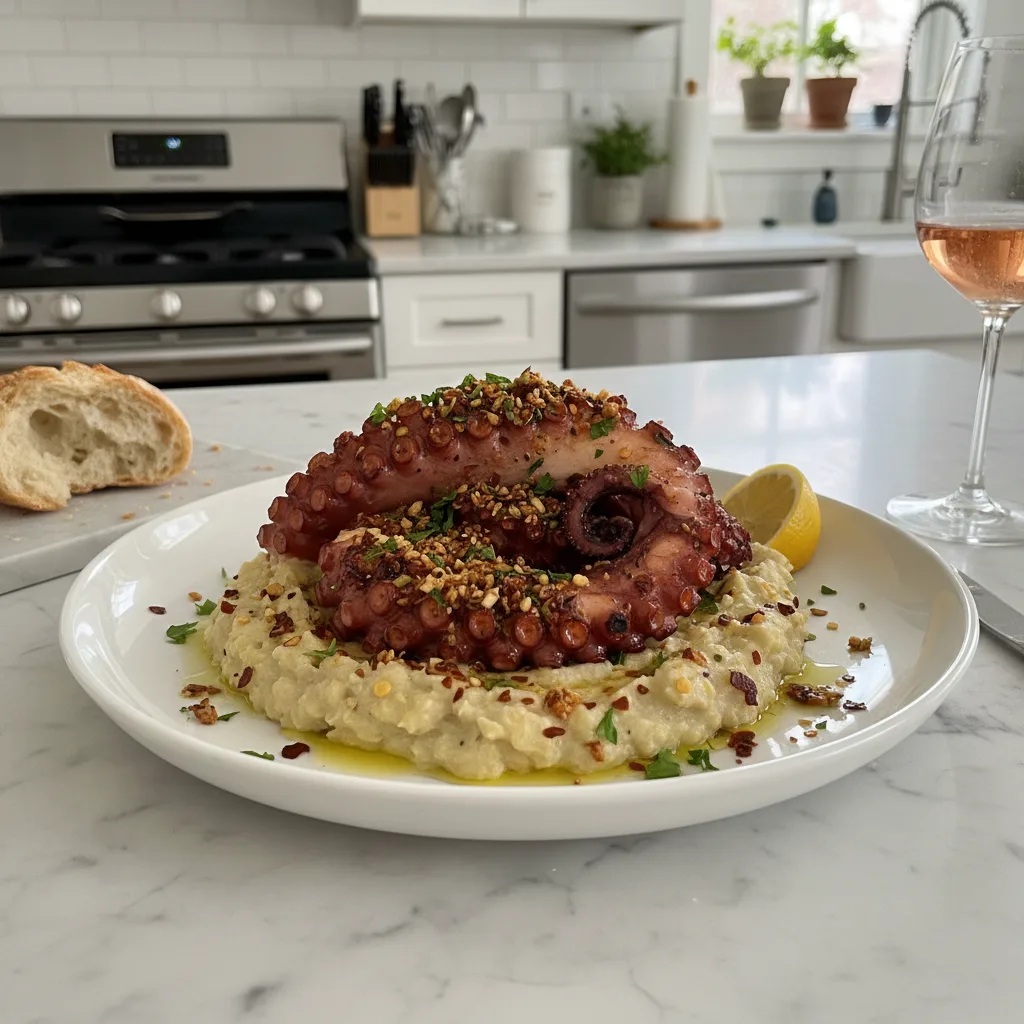 Bold Flame-Grilled Octopus with Artichoke-White Bean Purée