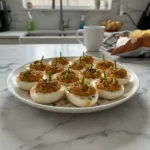 foolproof easy peel pumpkin patch deviled eggs featured