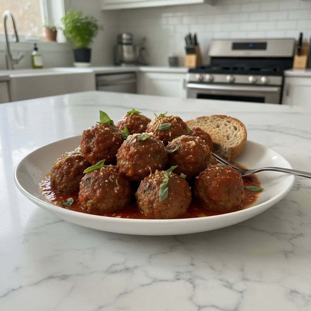 Tender Healthy Turkey Meatballs in Marinara Sauce