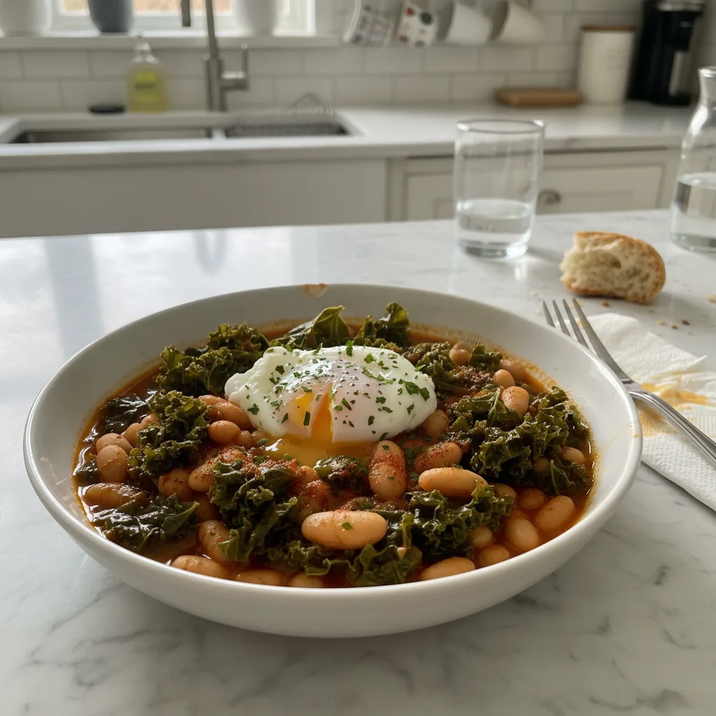 Hearty Kale & White Bean Stew: Smoked Paprika & Poached Eggs