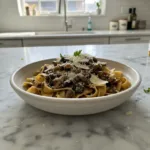 pappardelle with a hearty wild mushroom leek ragu featured