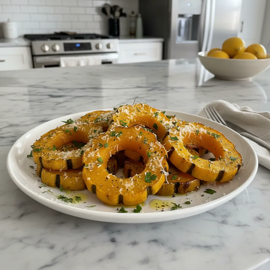 Golden Parmesan Herb Roasted Acorn Squash