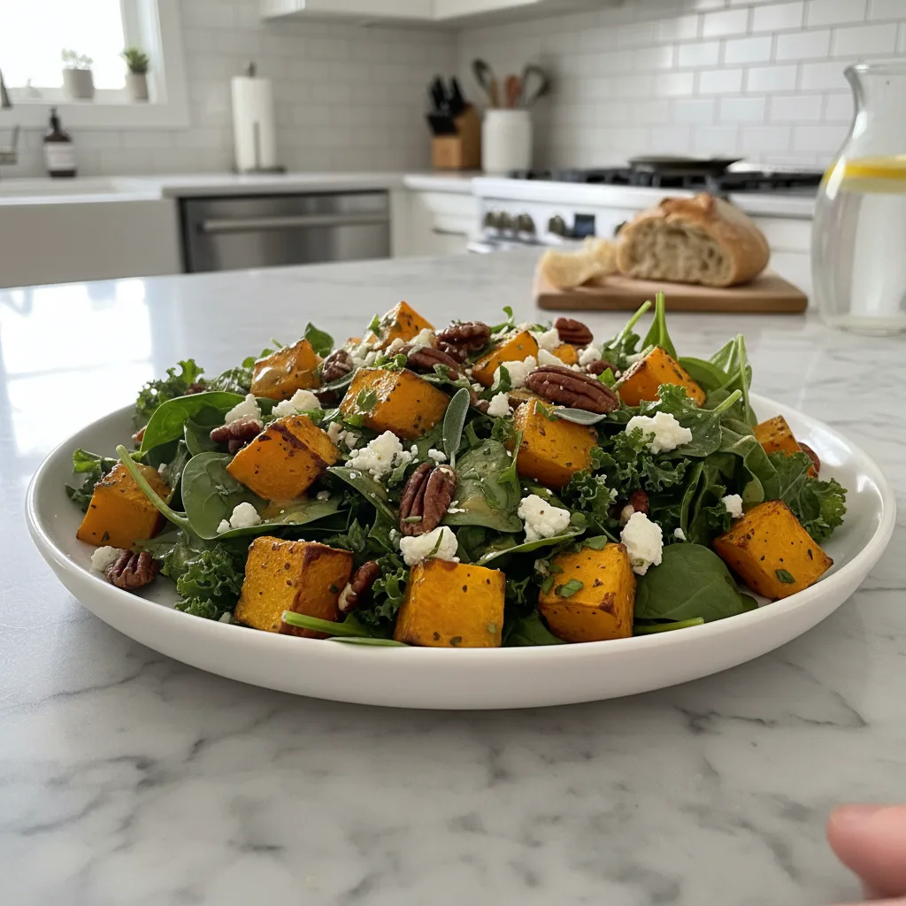 Hearty Roasted Butternut Squash Salad with Feta & Pecans