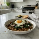 Hearty Savory Oatmeal with Mushrooms, Spinach & Egg 6 savory oatmeal with sauted mushrooms spinach a fri featured