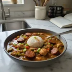 spicy chicken and sausage gumbo featured