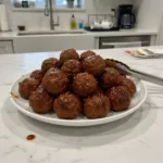 Tangy Sticky Korean BBQ Meatballs with Gochujang Glaze 6 sticky korean bbq meatballs with gochujang glaze featured