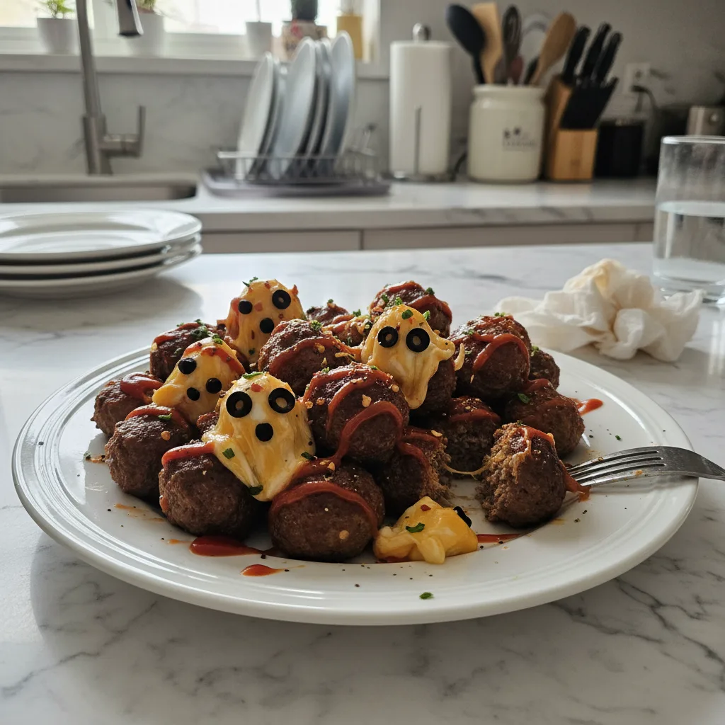 Spooky Cheesy Meatballs: Halloween Dinner Fun!