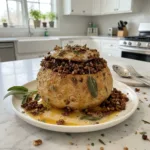 whole roasted celeriac with walnut mushroom duxell featured