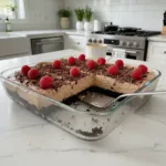 easy no bake chocolate cheesecake bars featured