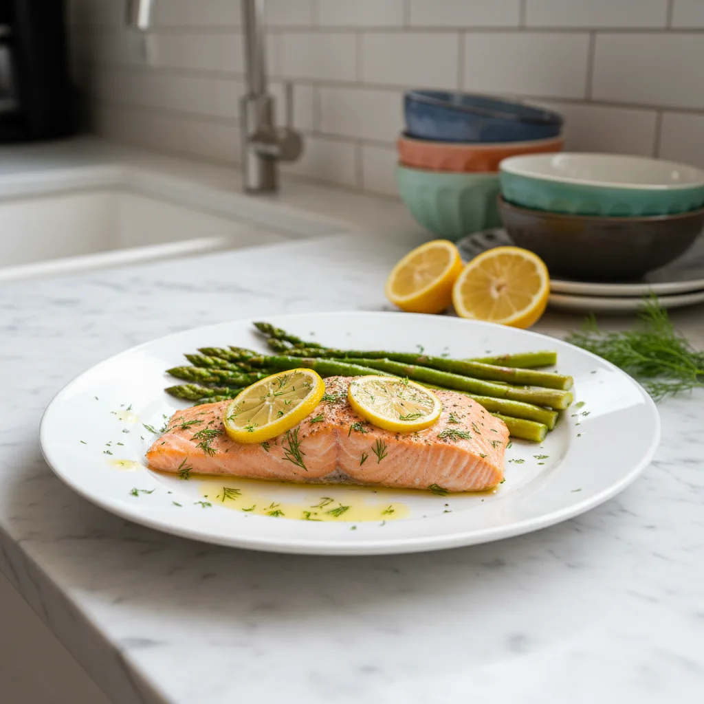 Fresh Lemon Dill Salmon with Asparagus Dinner