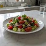 mediterranean cucumber tomato feta salad featured