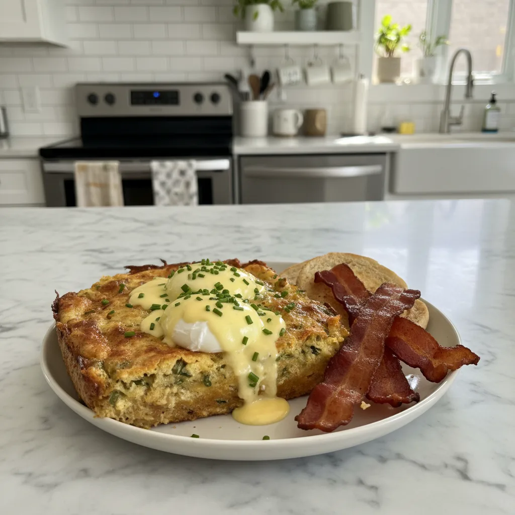 Hearty Breakfast Casserole: Eggs Benedict Style