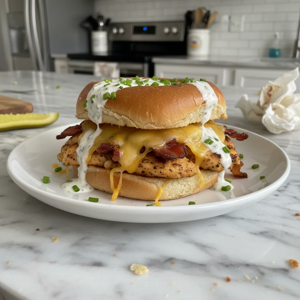 Easy Cheesy Chicken Bacon Ranch Sandwich Recipe