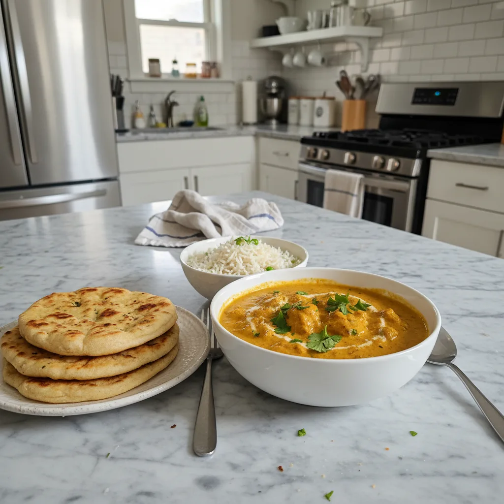 Creamy Easy Homemade Chicken Korma with Flatbread