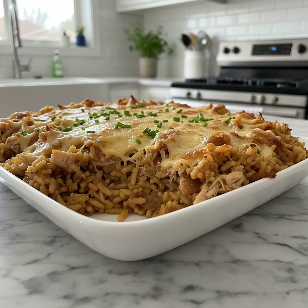 French Onion Chicken Orzo Casserole: Rich & Hearty Bake