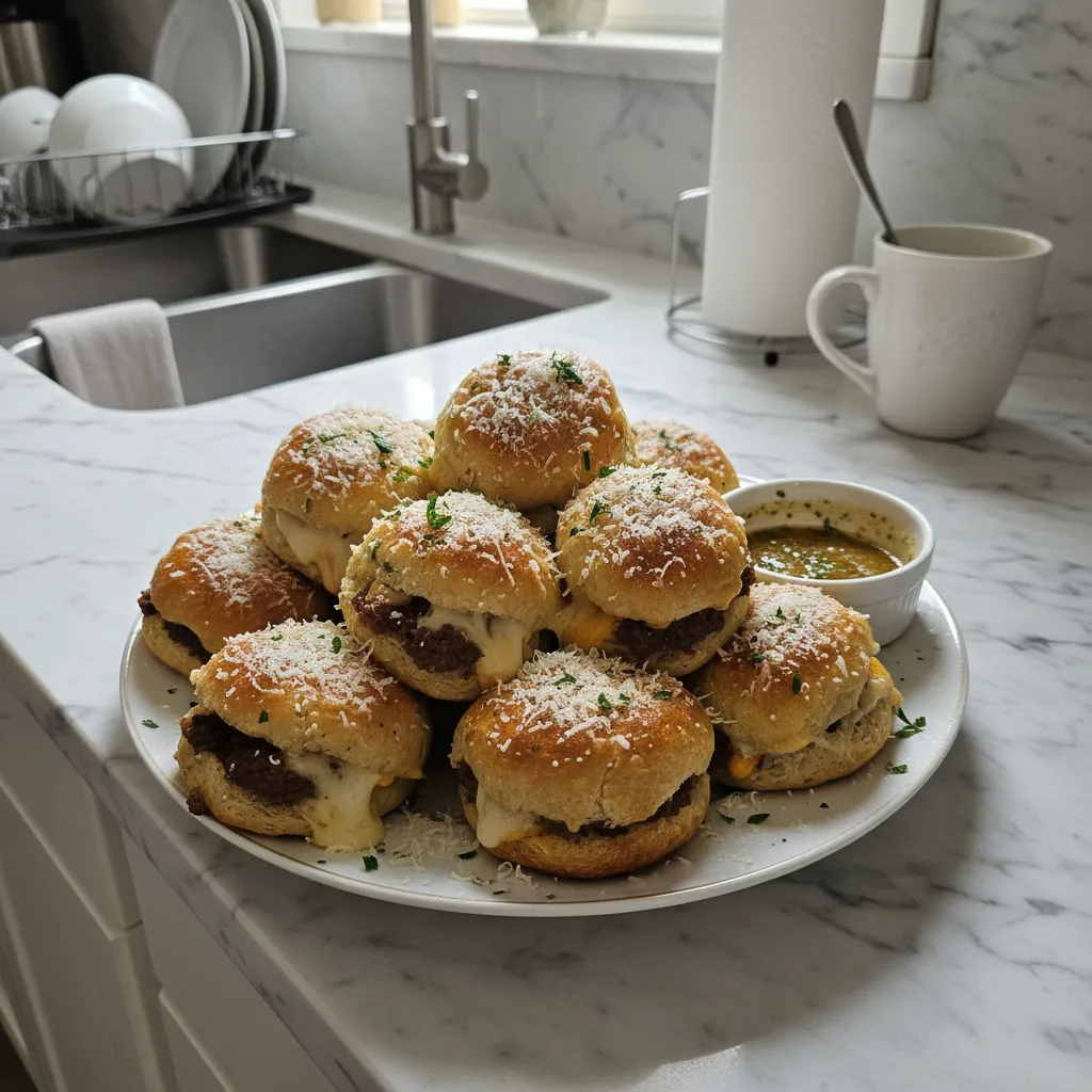 Garlic Parmesan Cheeseburger Bombs: Savory, Cheesy Bites