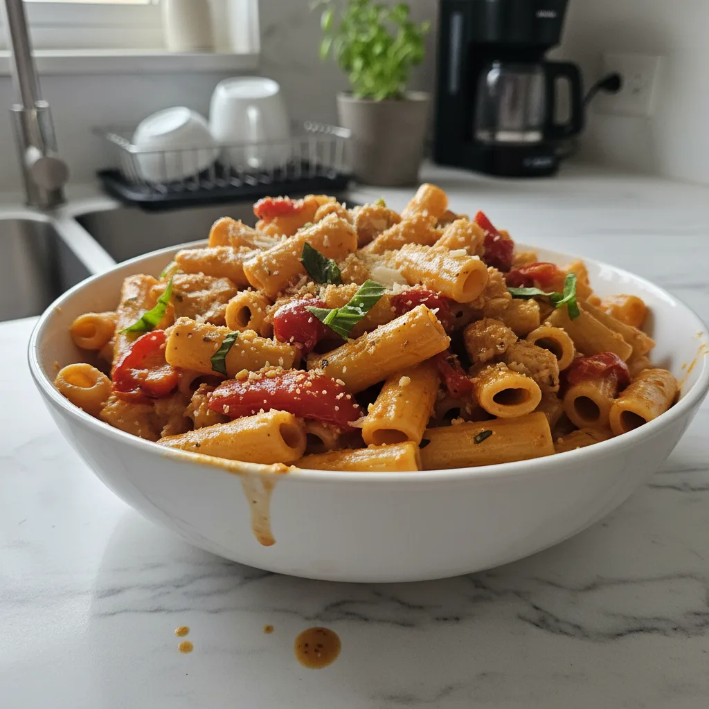 High Protein Creamy Roasted Red Pepper Pasta: Hearty
