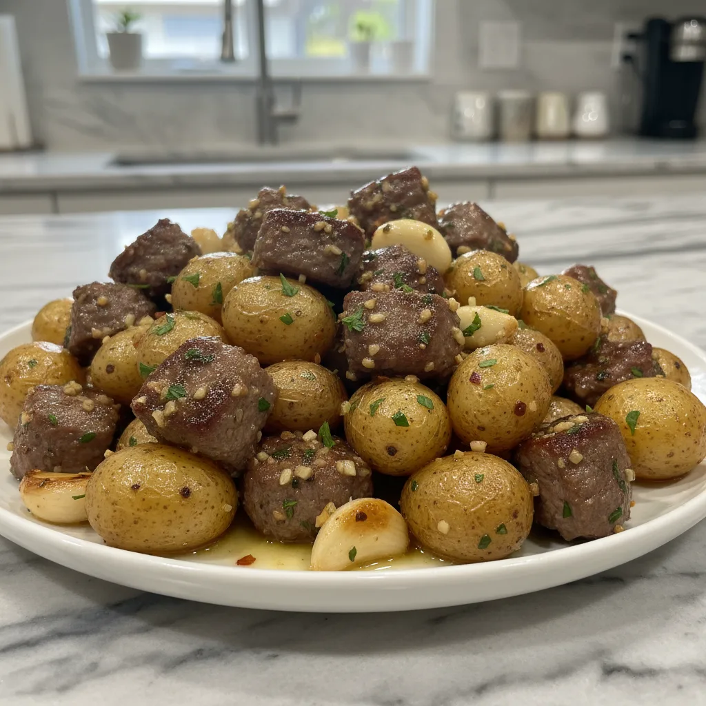 Quick & Zesty Garlic Steak Bites and Potatoes: Easy Dinner