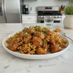 sticky garlic chicken noodles easy weeknight dinne featured 1