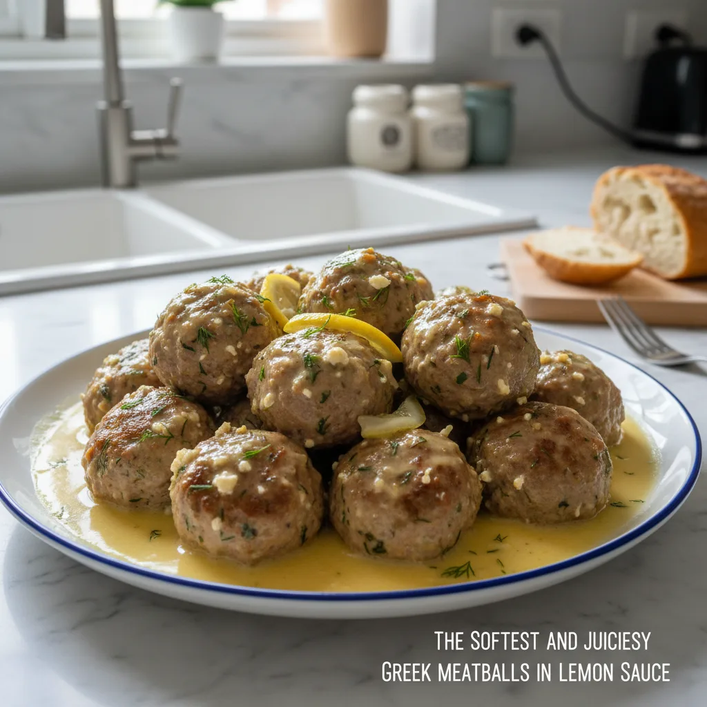 Softest Juiciest Greek Meatballs in Lemon Sauce