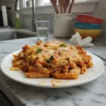 cheesy baked pasta casserole featured