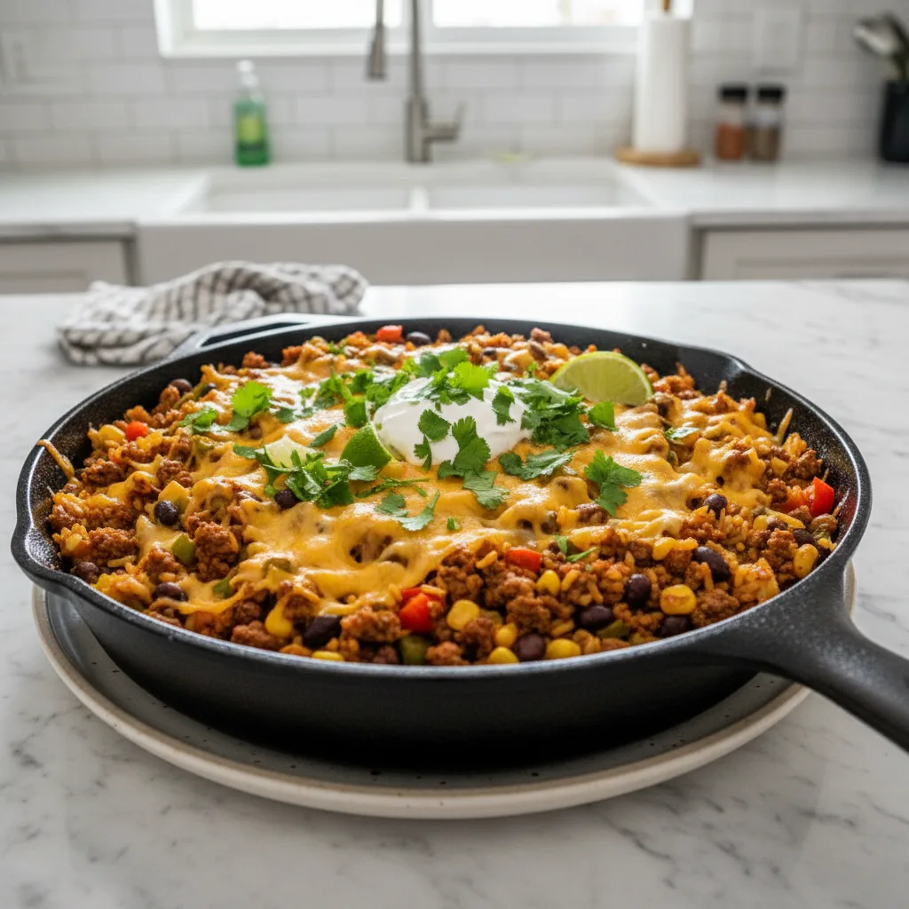 Cheesy Taco Rice Skillet: Quick Family Dinner