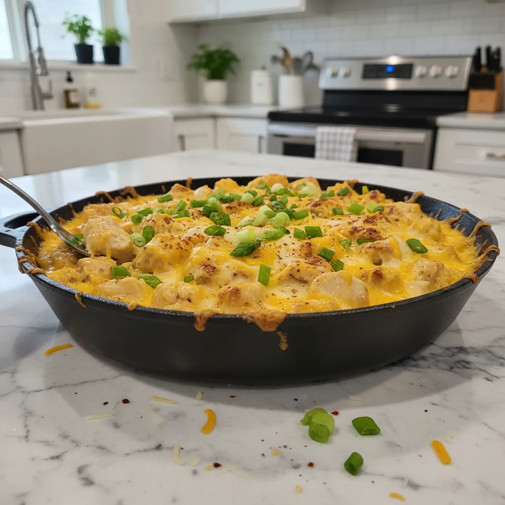 Hearty Creamy Chicken and Cheese Dinner Skillet