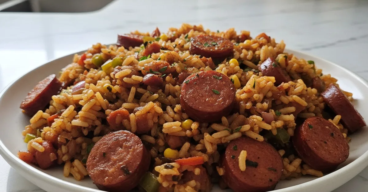 Easy & Flavorful Cajun Sausage and Rice Skillet in One Pan