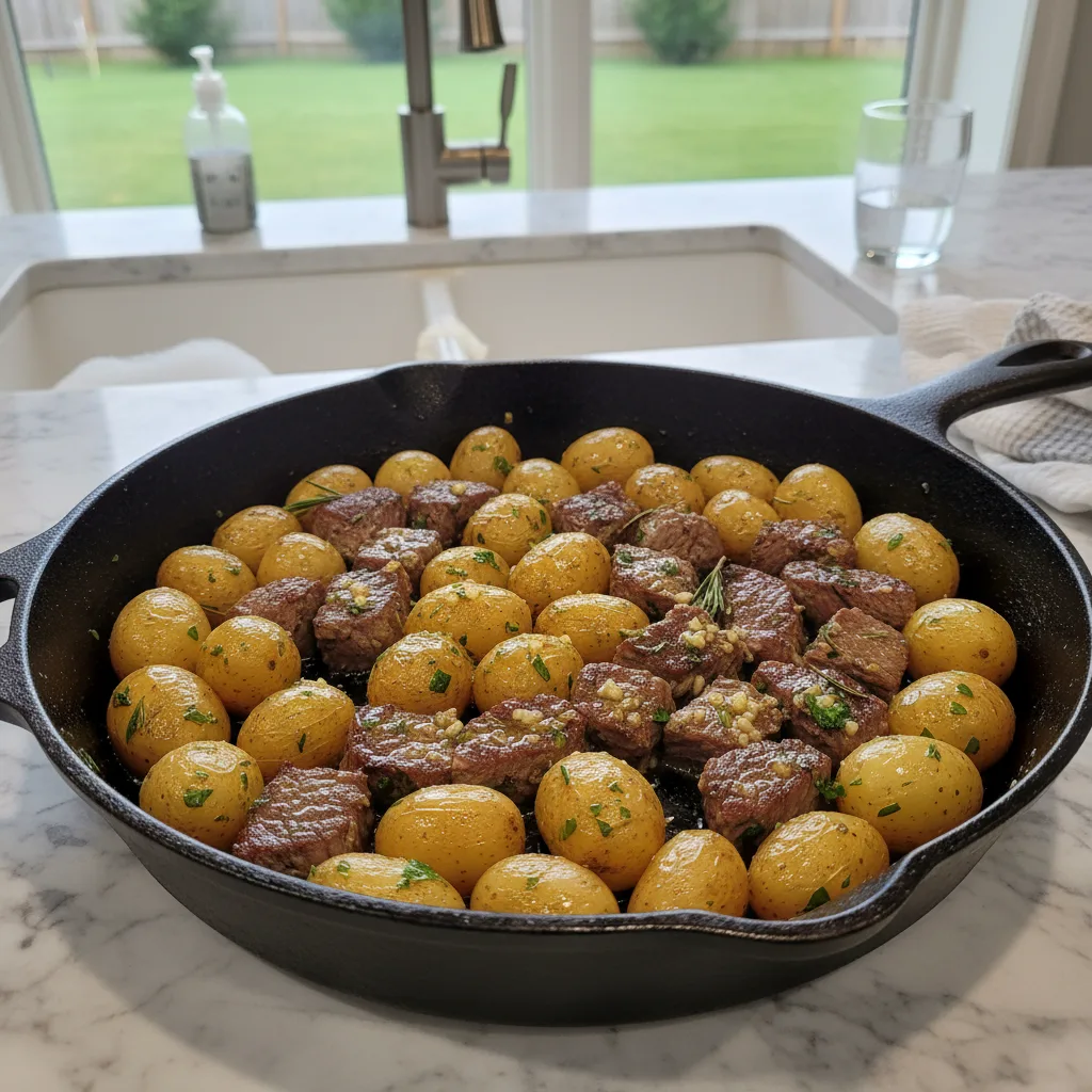 Quick Garlic Butter Steak & Potatoes Skillet