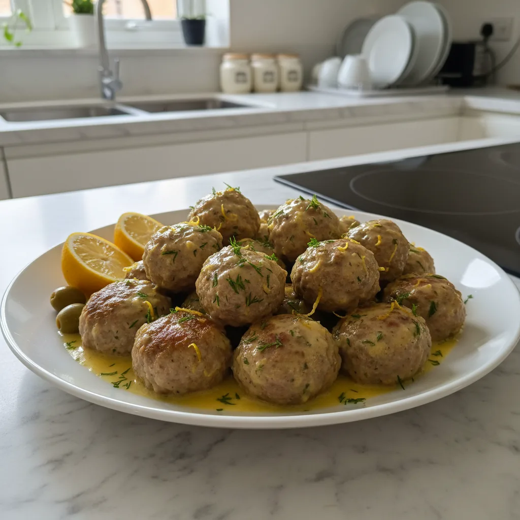 Tender Greek Meatballs in Zesty Lemon Sauce