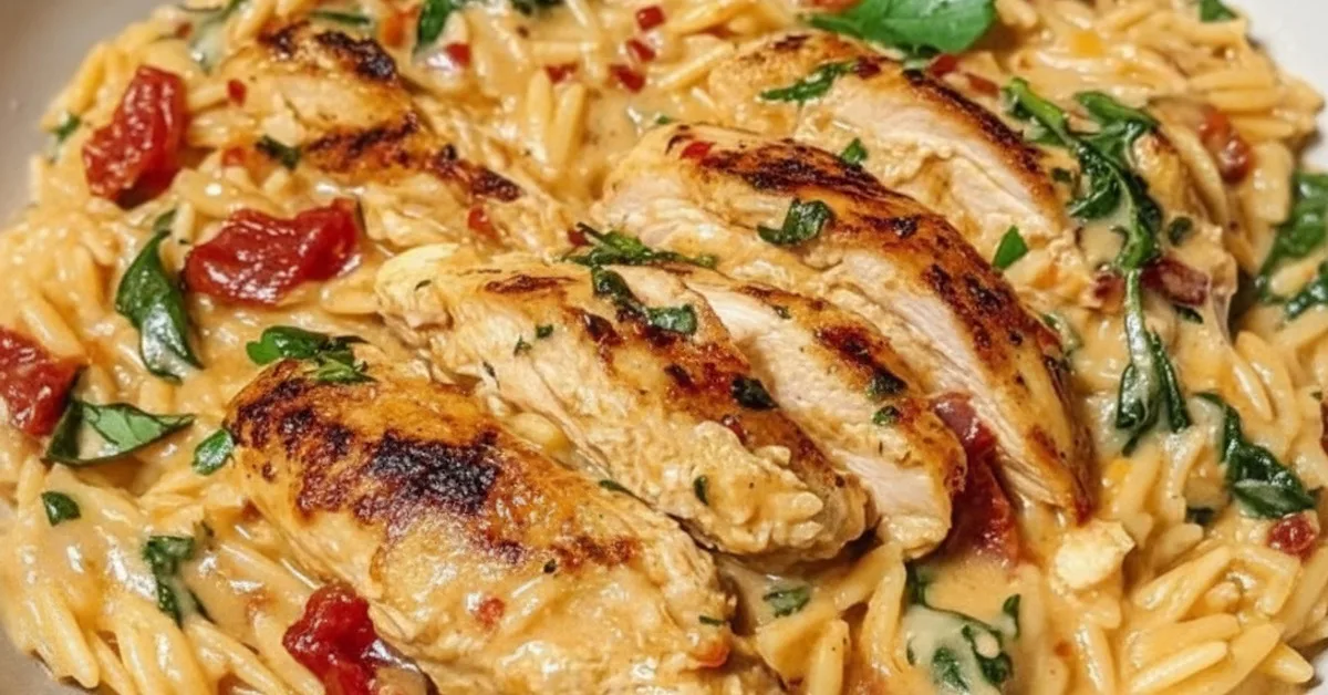 Indulge in Creamy Tuscan Chicken Orzo: A One-Pan Delight!