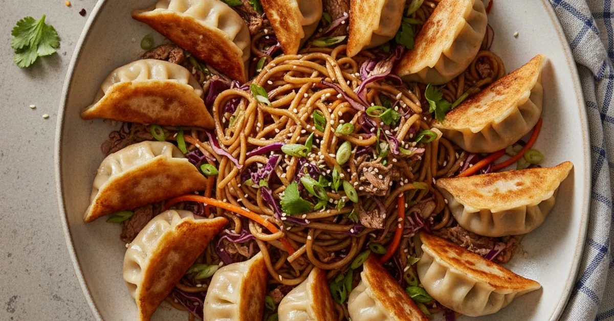 The Ultimate Potsticker Noodle Bowl with Pork & Cabbage Slaw