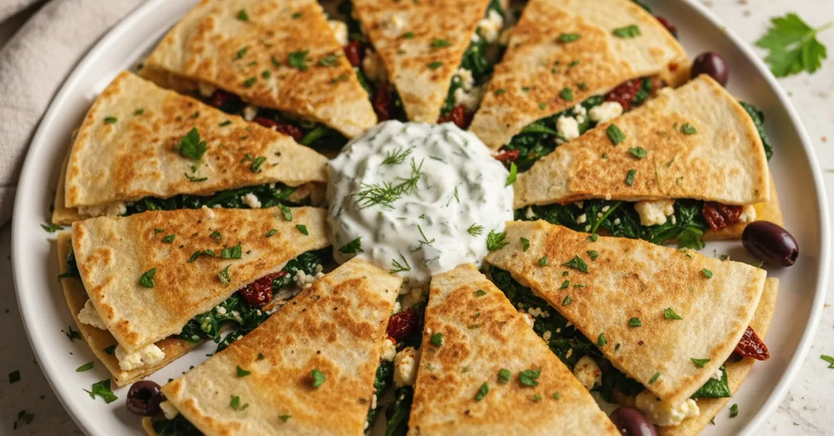 Wholesome & Delicious Mediterranean Quesadillas with Spinach