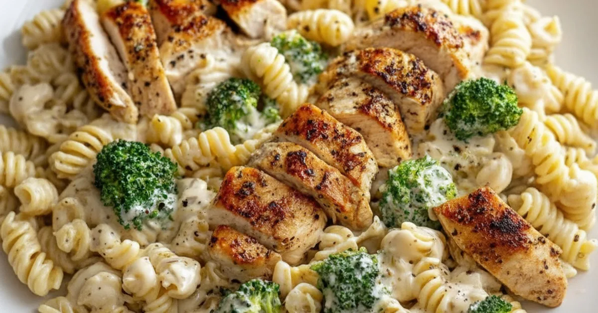 Quick & Easy High Protein Rotisserie Chicken Broccoli Pasta