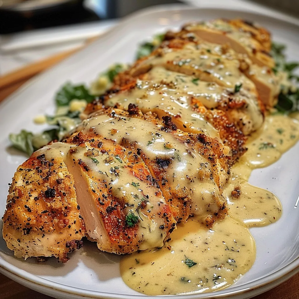 Baked Caesar Chicken with Creamy Parmesan Sauce