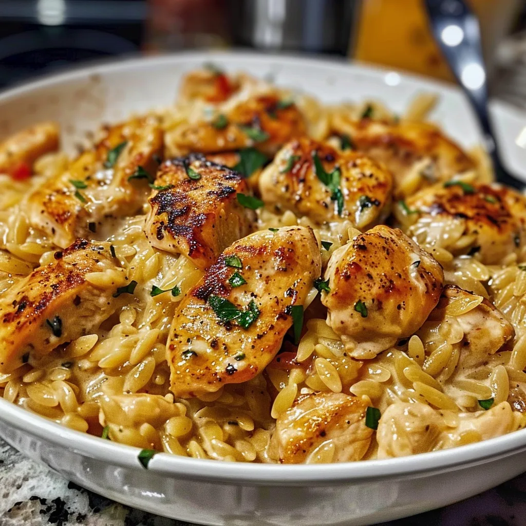 One‑Pot Cajun Chicken Alfredo Orzo