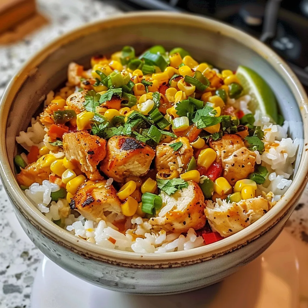 Street Corn Chicken Rice Bowl