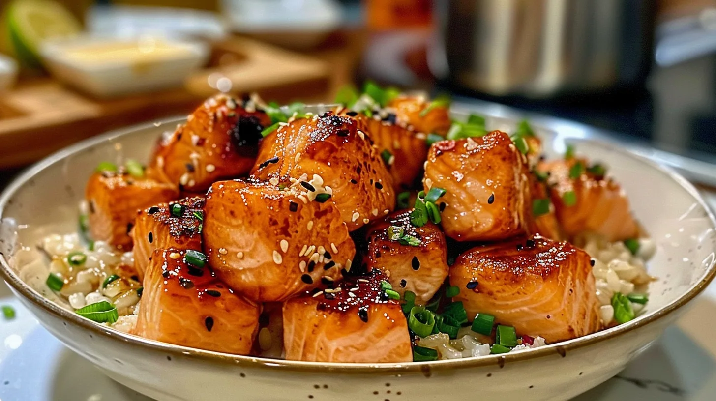 Bang Bang Salmon Bites Bowls That'll Make You Forget Takeout 4 Recipe image