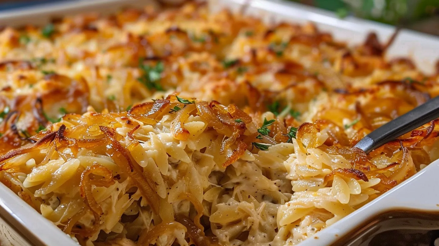 The Ultimate French Onion Chicken Orzo Casserole You’ll Crave